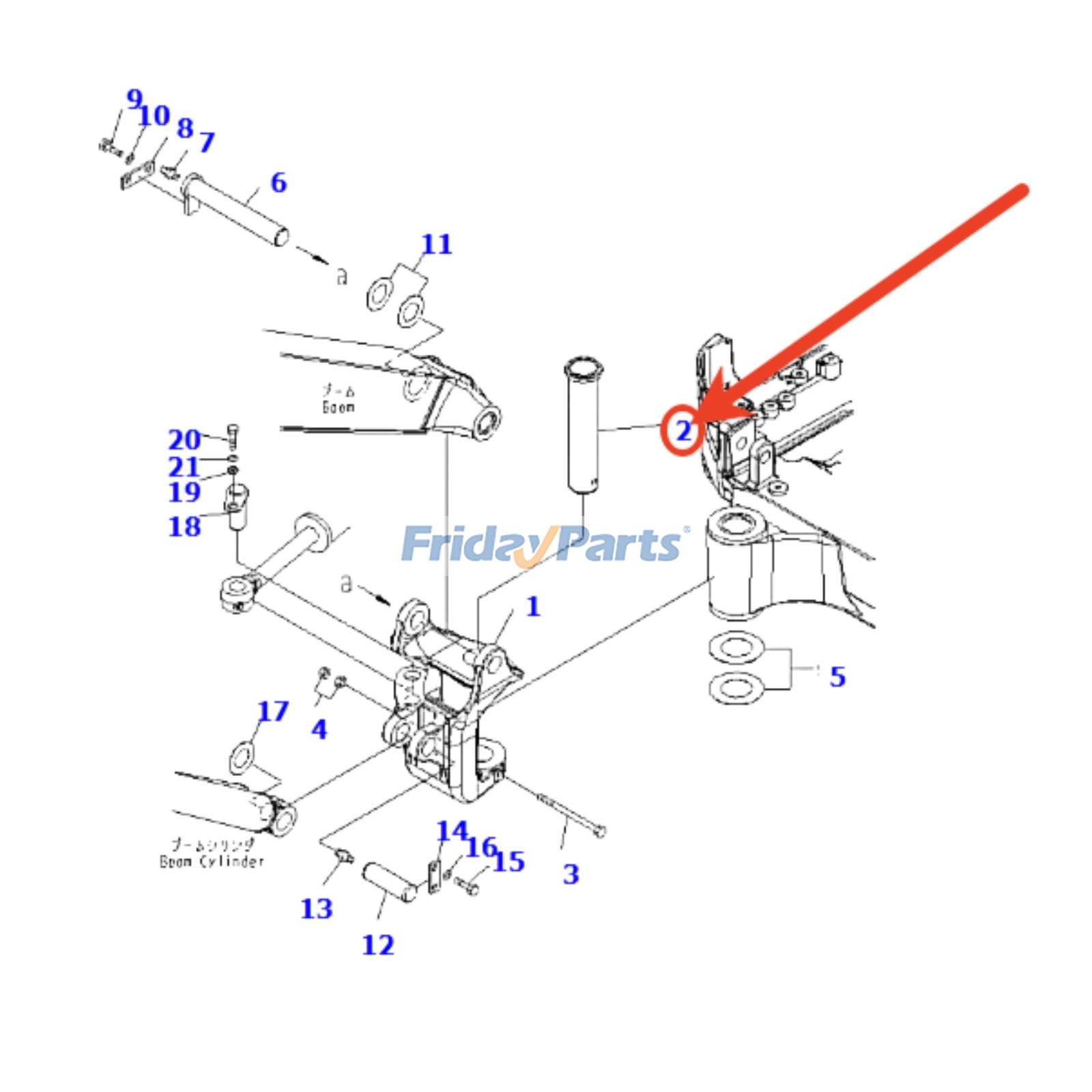 Pino 22J-70-25431 para escavadeira Komatsu PC18MR-2 PC18MR-3 para Escavadora 
