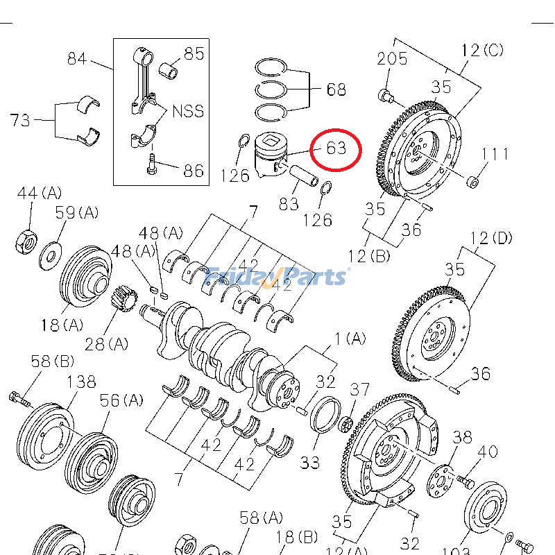  Piston Hitachi ZX K For HITACHI,For JOHN DEERE