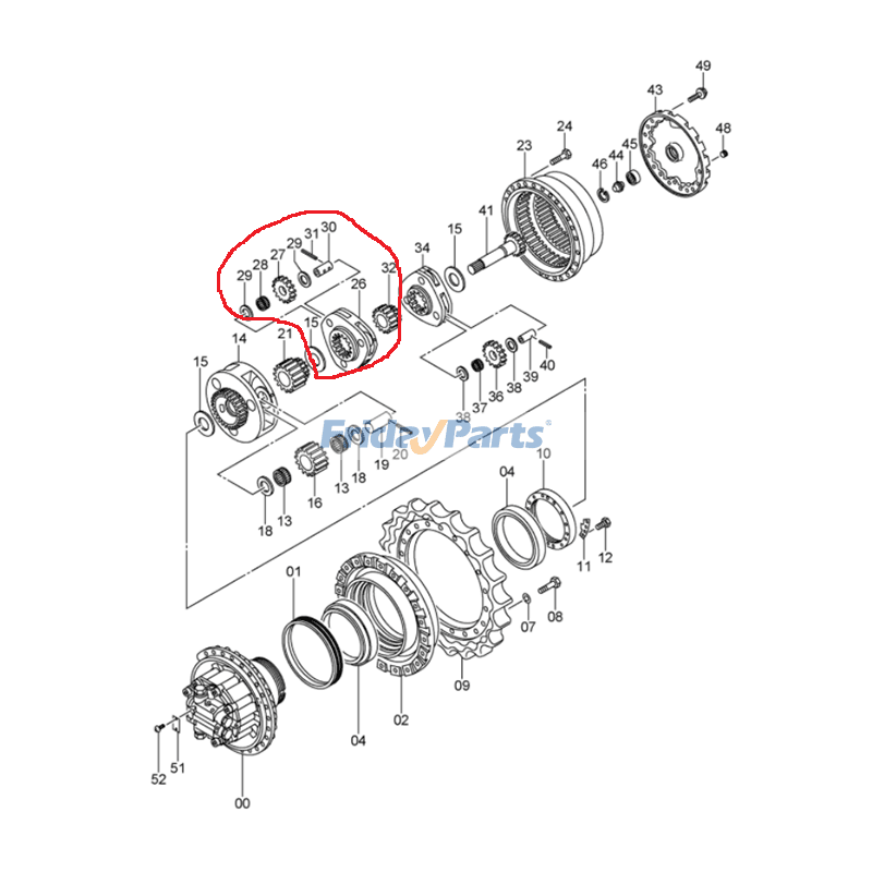 部品 Planet Carrier Assembly 1022197 Sun Gear 3074989 for Hitachi