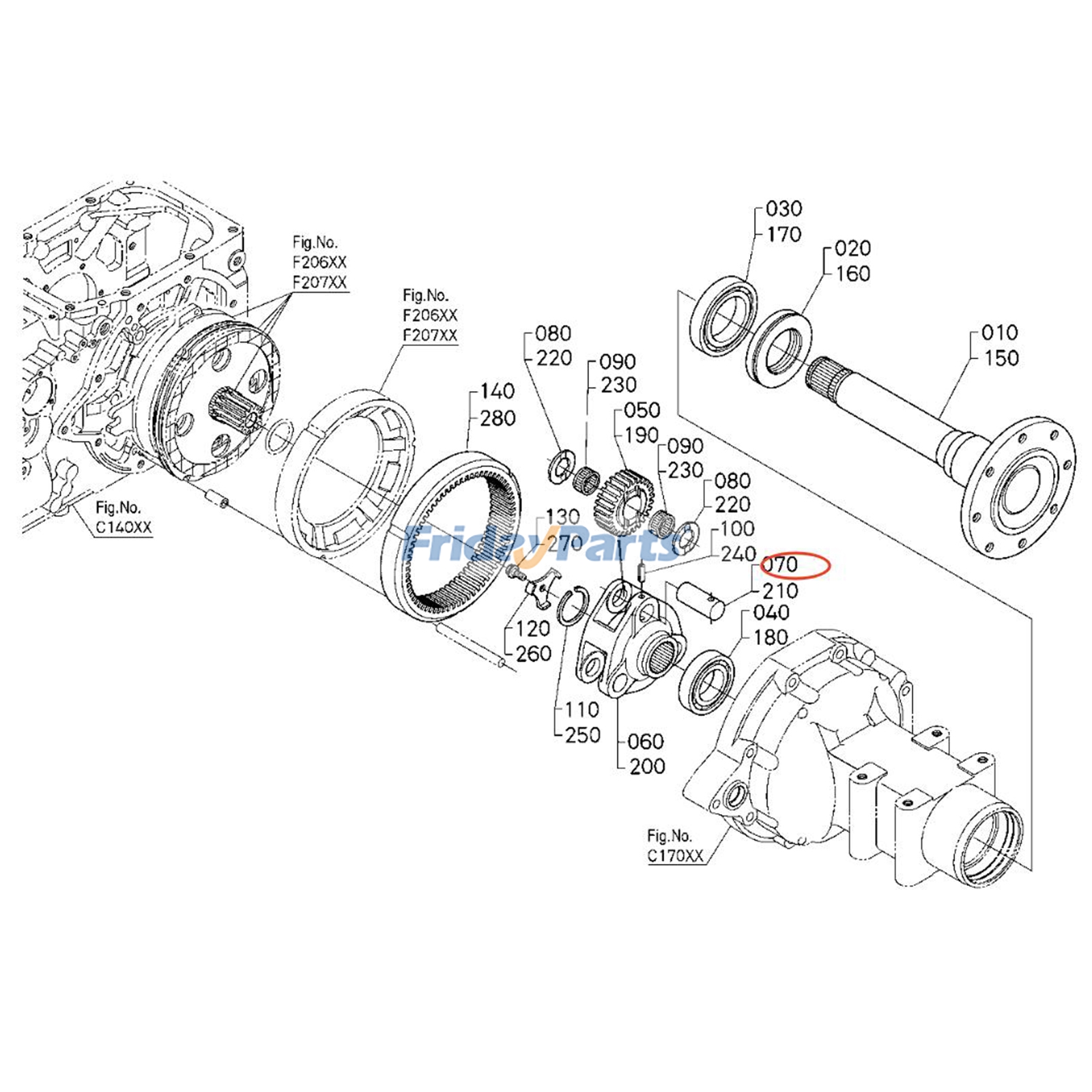Pasador de engranaje planetario 3C001-48360 para tractor Kubota M5040 M5140 M6040 M7040 M7060 Para KUBOTA