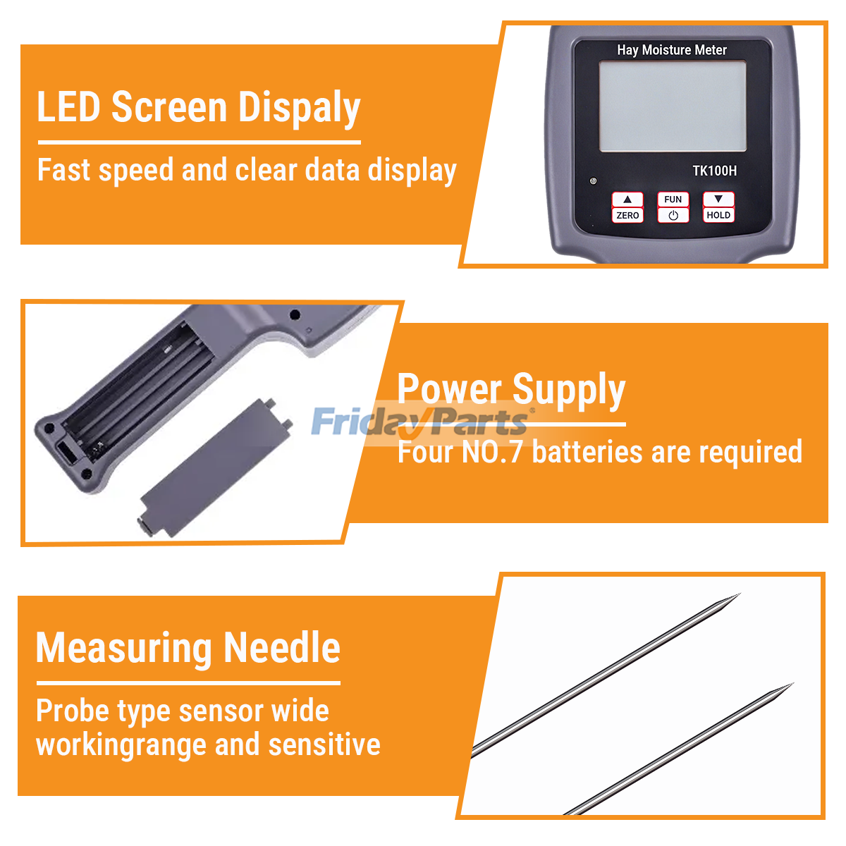他ブランド用用TK100H ポータブル干し草水分計 正確な飼料モニタリングと腐敗防止のためのプローブ内蔵高精度水分計