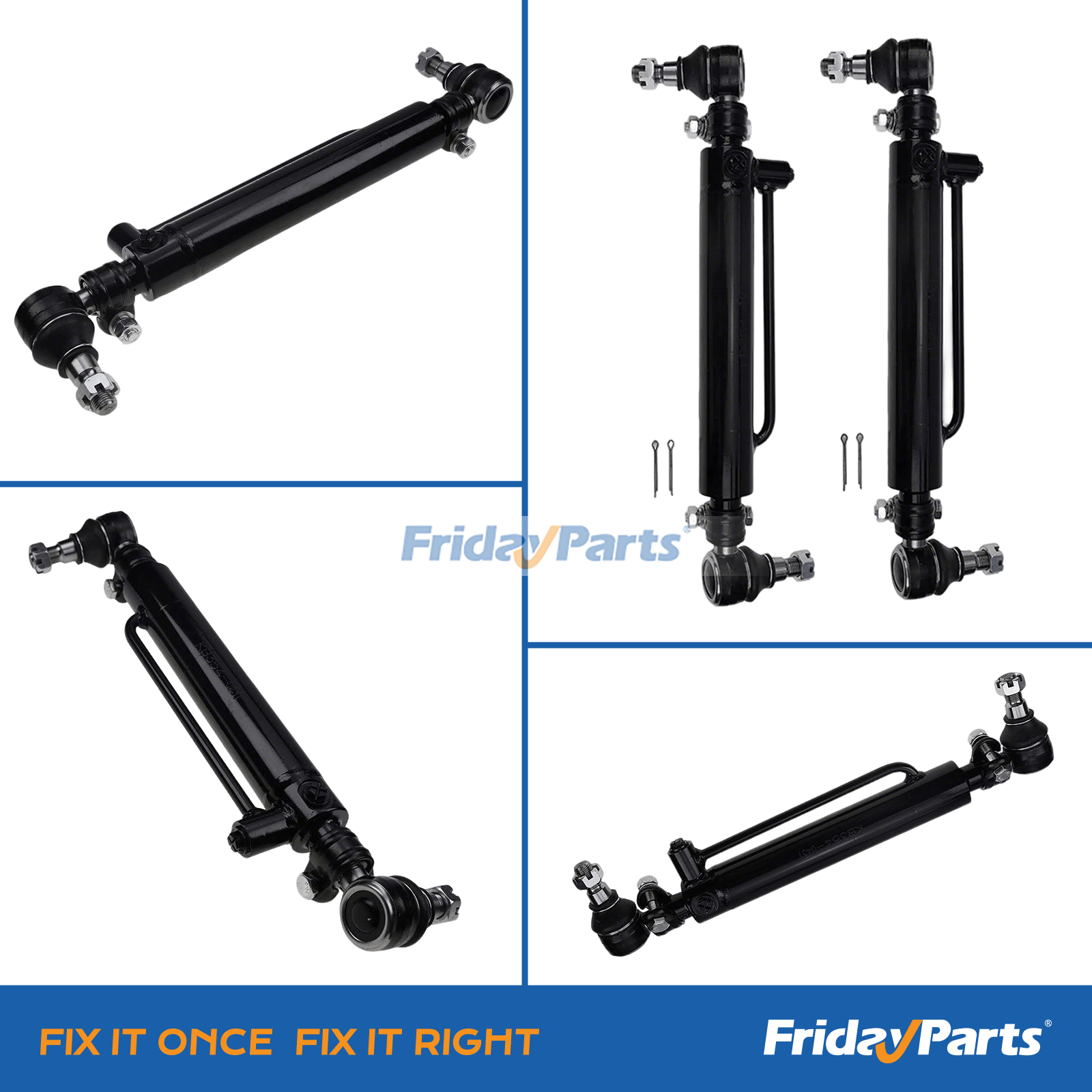 Durable power steering cylinder with castle nut 234447A1 D128454 for CASE 480F, 480FLL, 580C, 580D, providing long-lasting performance and precise gear control.