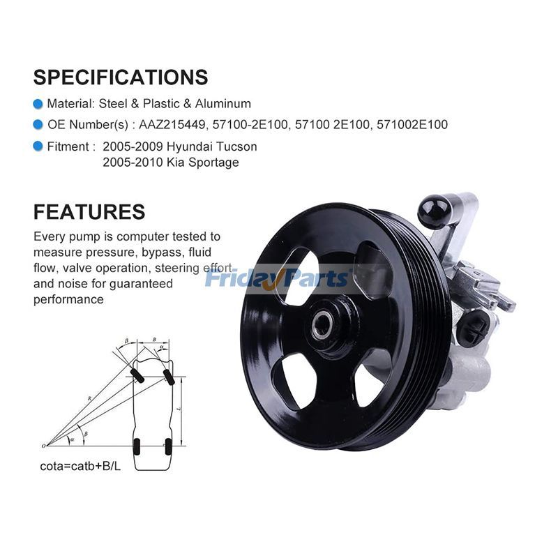 Bomba de dirección asistida 57100-2D101 57100-2E100 21-5449 para Hyundai Tucson Kia Sportage 2005-2010 para Vehículo