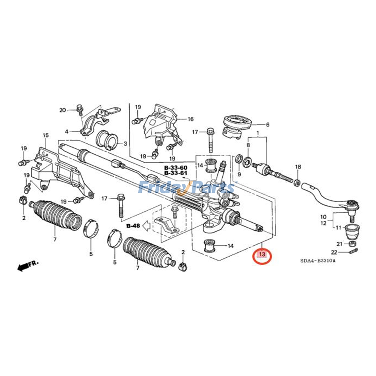 Conjunto de cremallera y piñón de dirección asistida 53601-SDA-A05 para Honda Accord 2003-2007 Para Honda