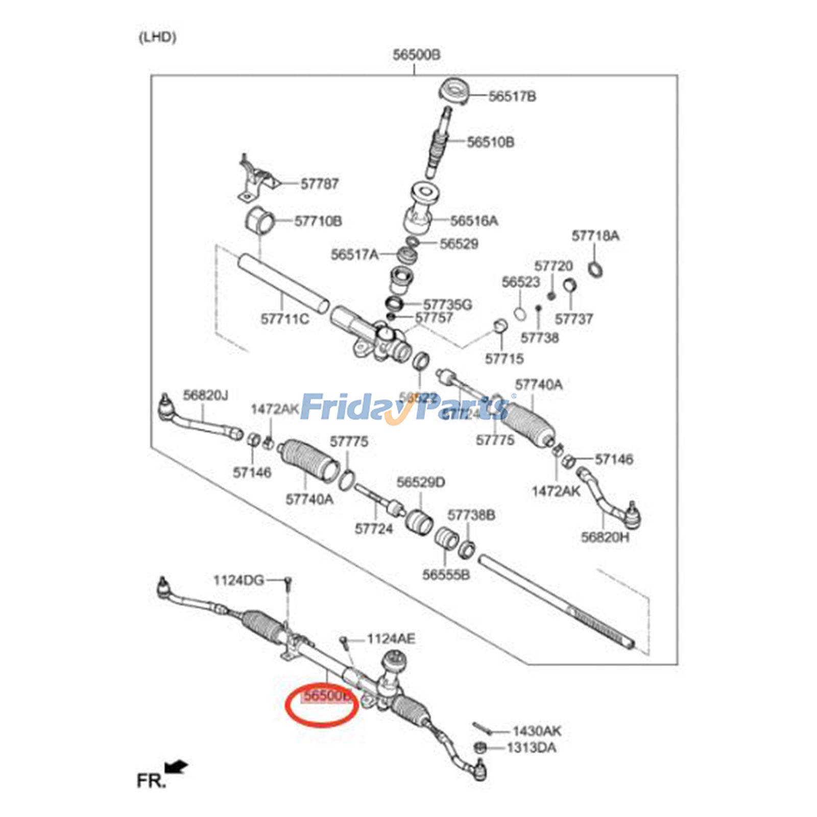 Power Steering Rack and Pinion Assembly for Vehicle