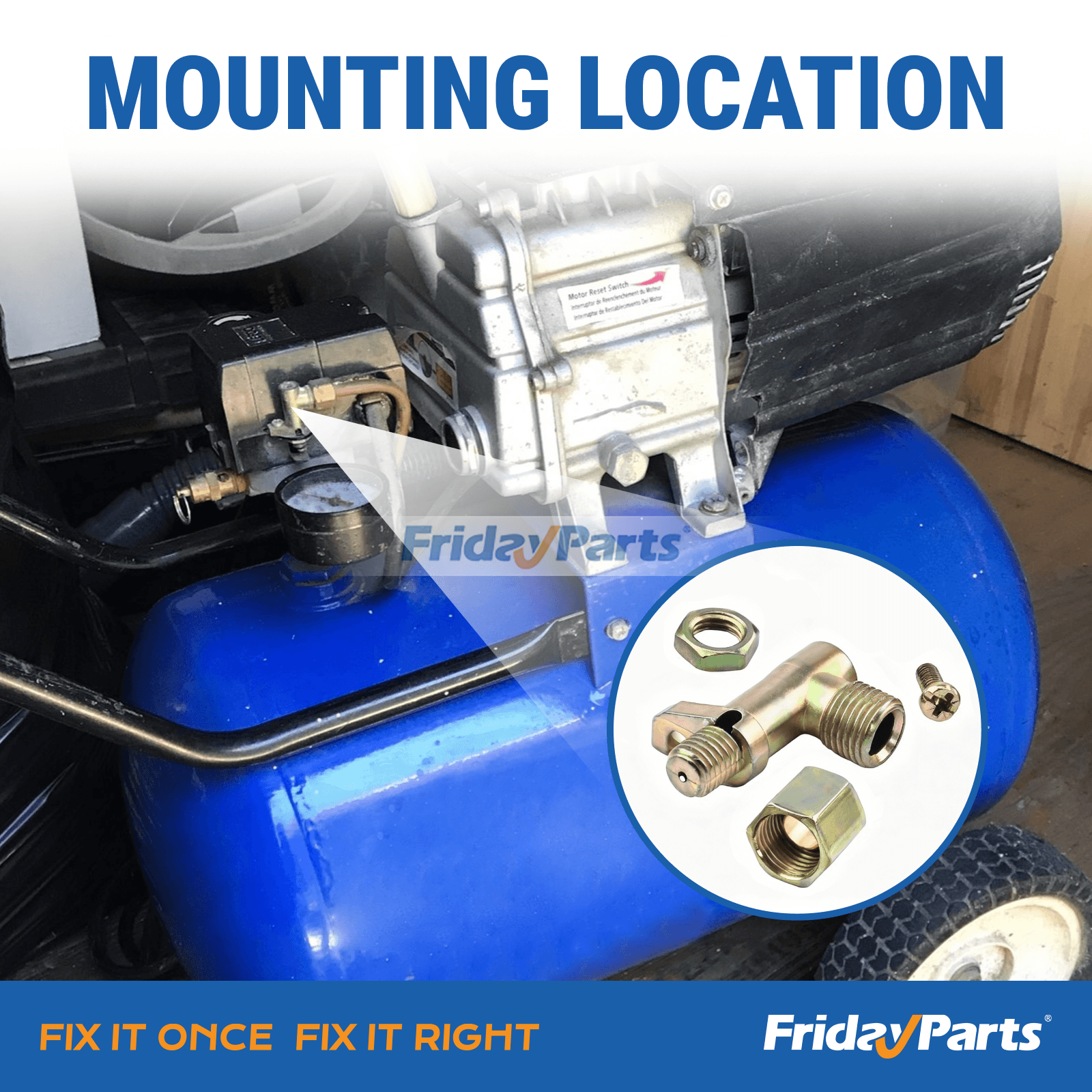 Pressure switch unloader valve CW212400AV installed on Campbell Hausfeld EX801500 air compressor