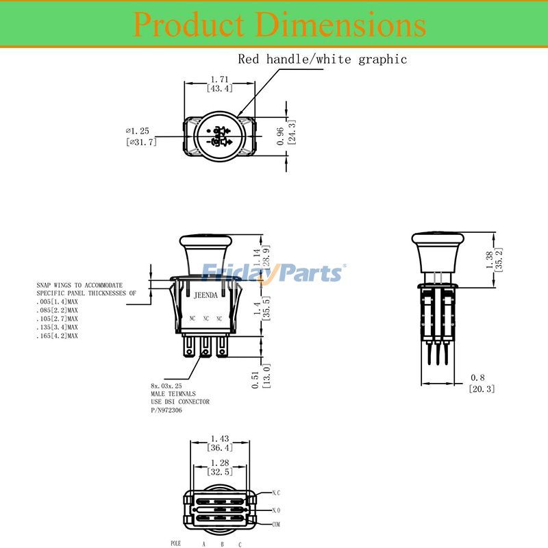 PTO Switch for Dixie Chopper 500016 Jacobsen 2721505 Bobcat