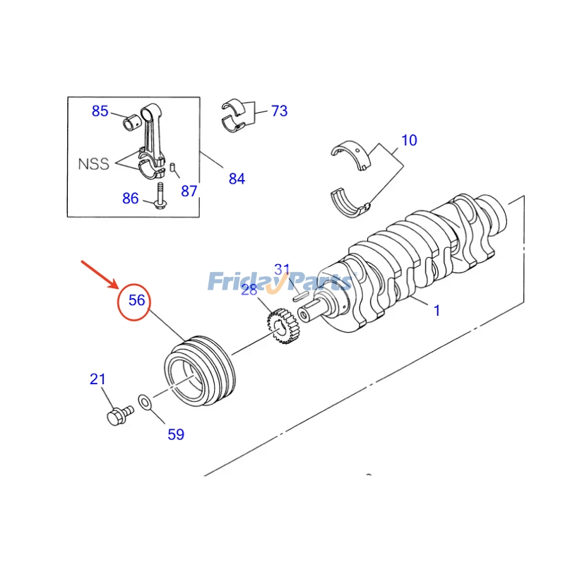 Poulie de vilebrequinpour Moteur,Chargeur