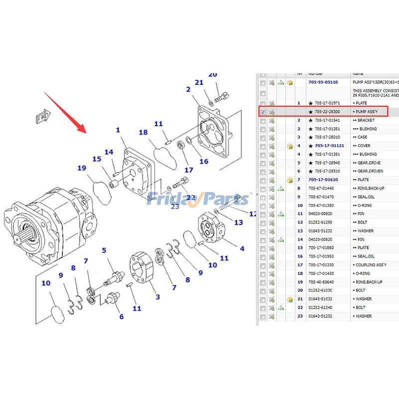Conjunto de bomba 705-22-28300 para camión volquete Komatsu HM400-2 HM400-2R Para KOMATSU