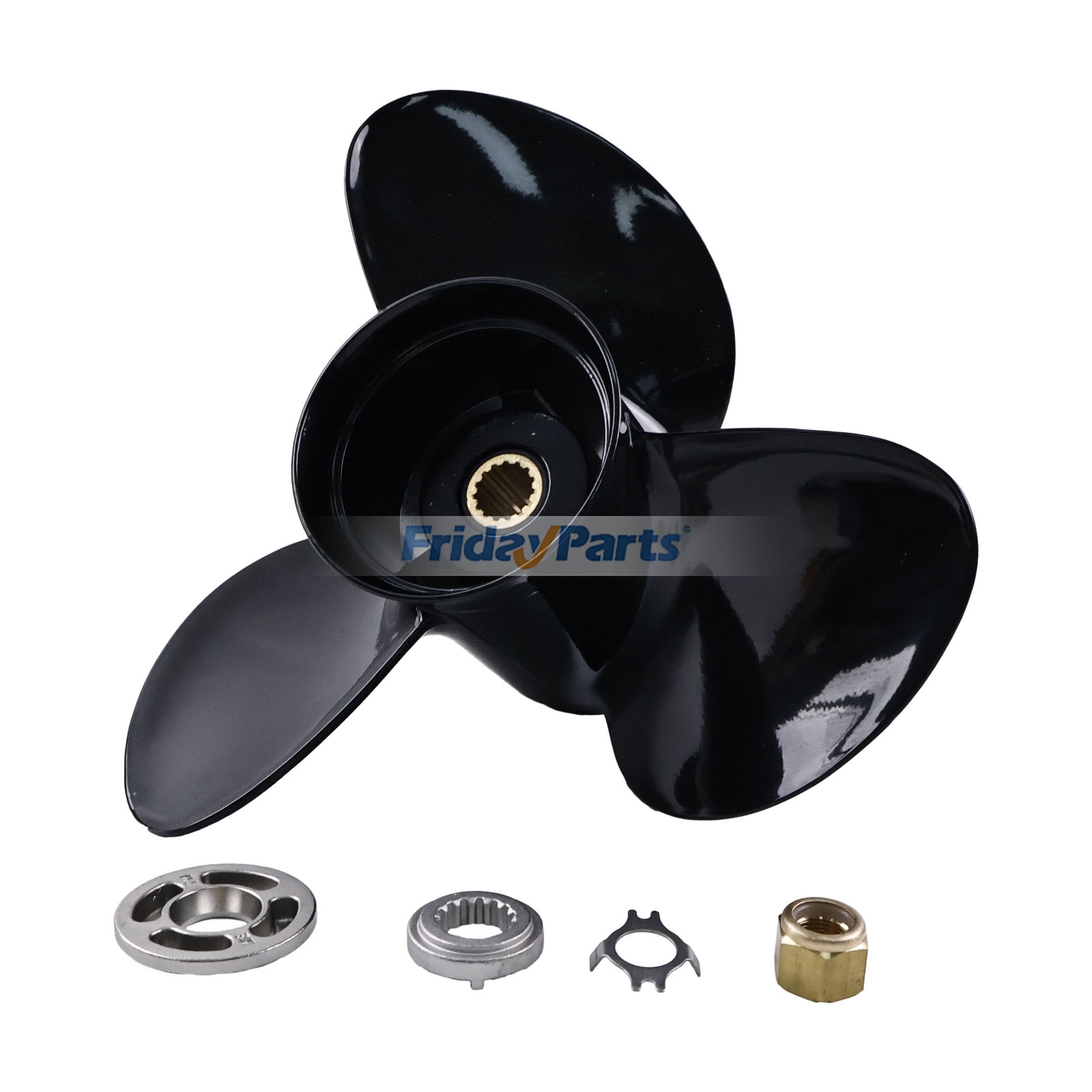 Hélice tripale Quicksilver Black Diamond QA1916X pour moteurs hors-bord Johnson Evinrude Honda Mercury Yamaha Suzuki Mercruiser