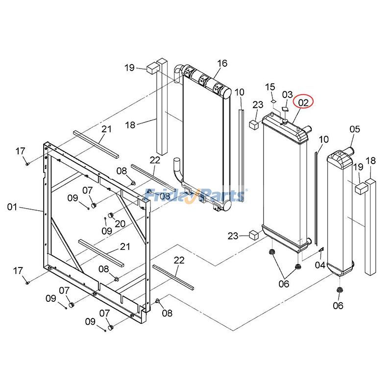 Radiator 4720129 for John Deere Excavator 230GW 245GLC