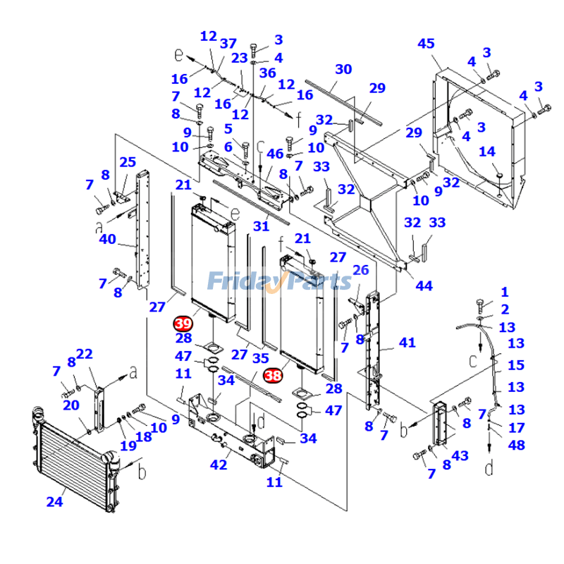 Radiator Assembly Right & Left 425-03-32221 425-03-32211 for Komatsu Wheel Loader WA500-6 WA500-6R for less