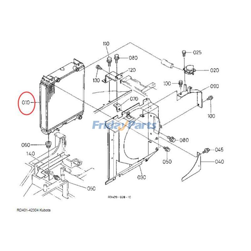 Escavadora  Para KUBOTA - Radiador Assy RD401-42304 para escavadeira Kubota U-45