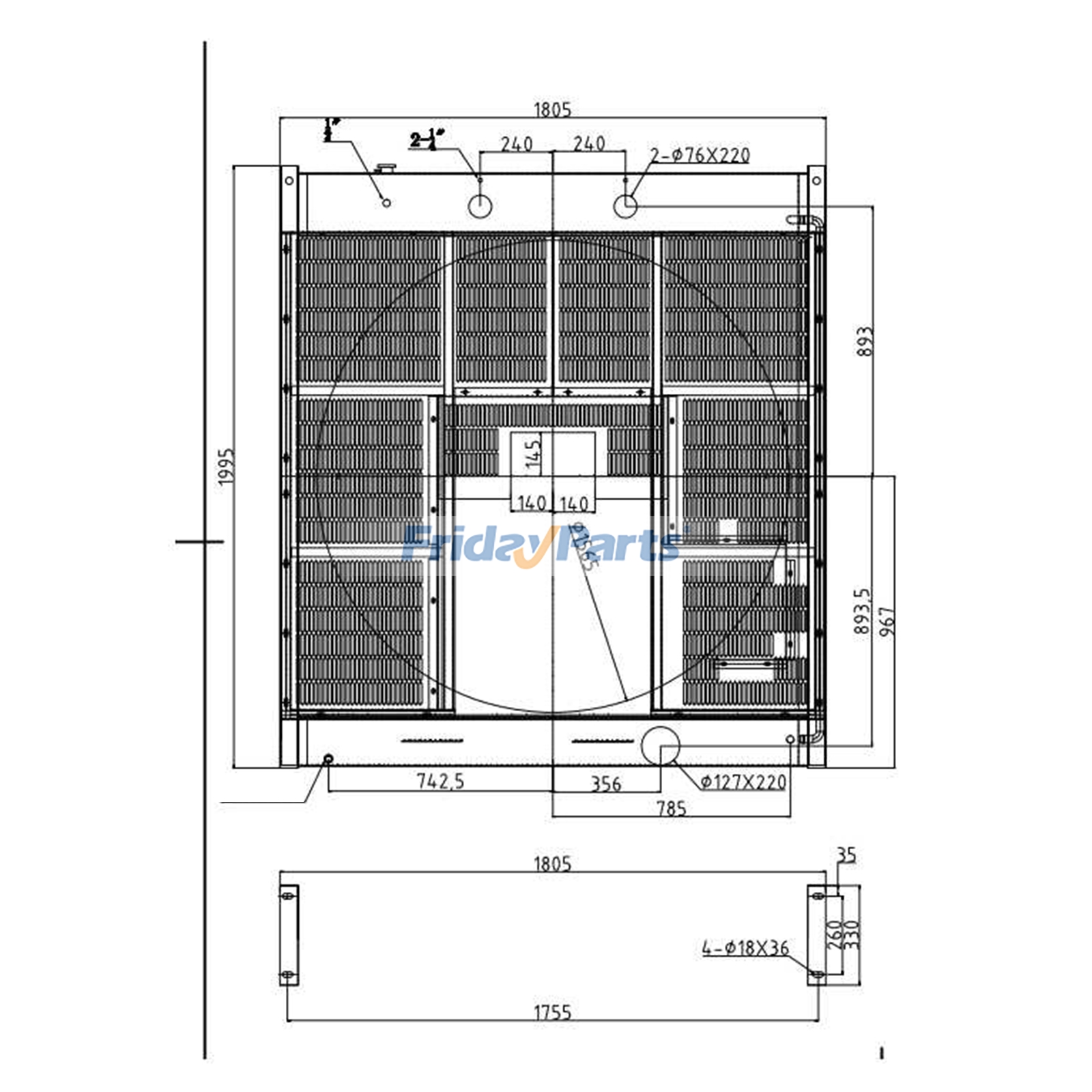 Radiador para motor Cummins KTA38-G2 