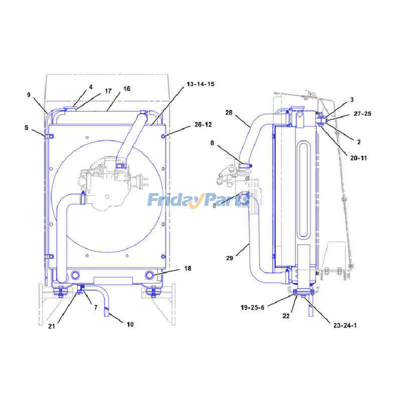 Groupe de radiateur 1008307 pour moteur Caterpillar CAT 3046 Tracteur D5C-III