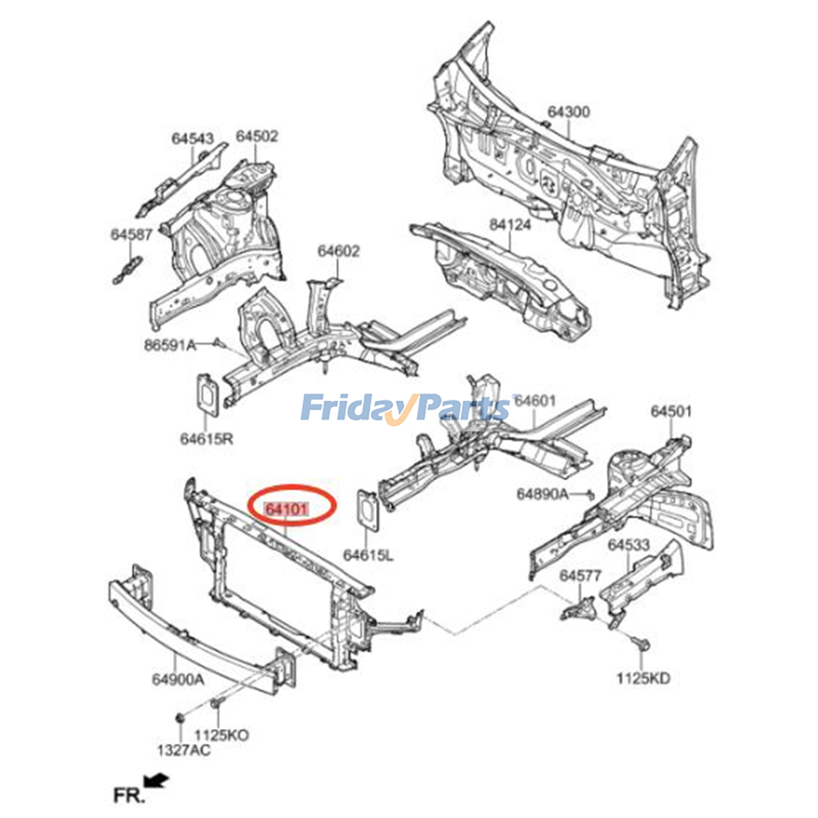 Conjunto de soporte de radiador 64101-G3000 para Hyundai Elantra GT 2018-2020 Para HYUNDAI,Para OTRA MARCA