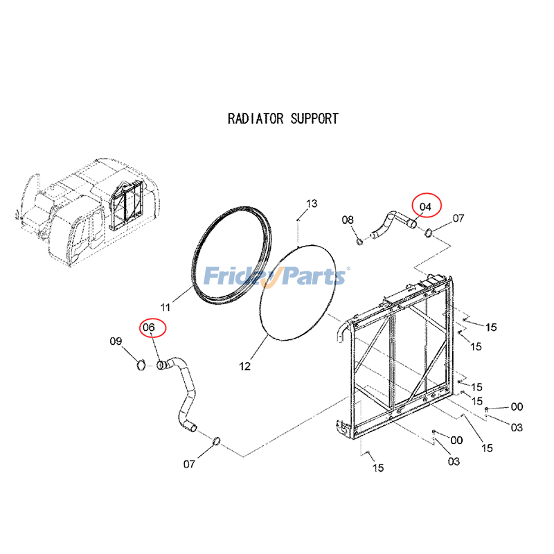 日立掘削機 ZX330-3 ZX350H-3 用ラジエーター水ホース 3103667 3104963
