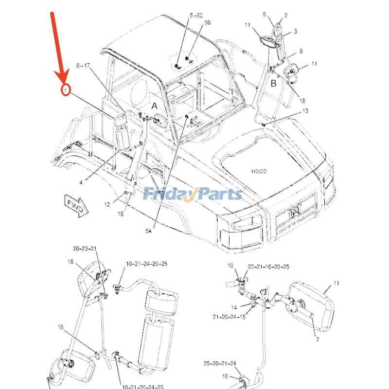 Rear View Convex Mirror for Engine,Off-Road Truck