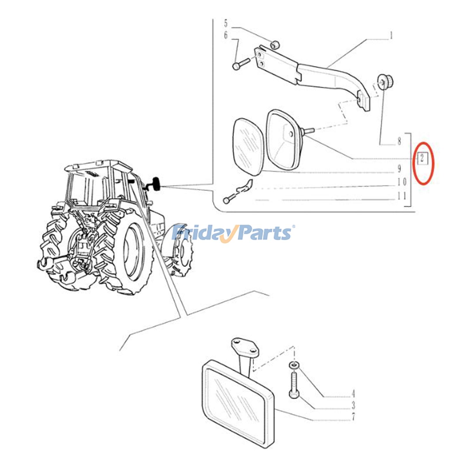 Rear View Mirror for Tractor