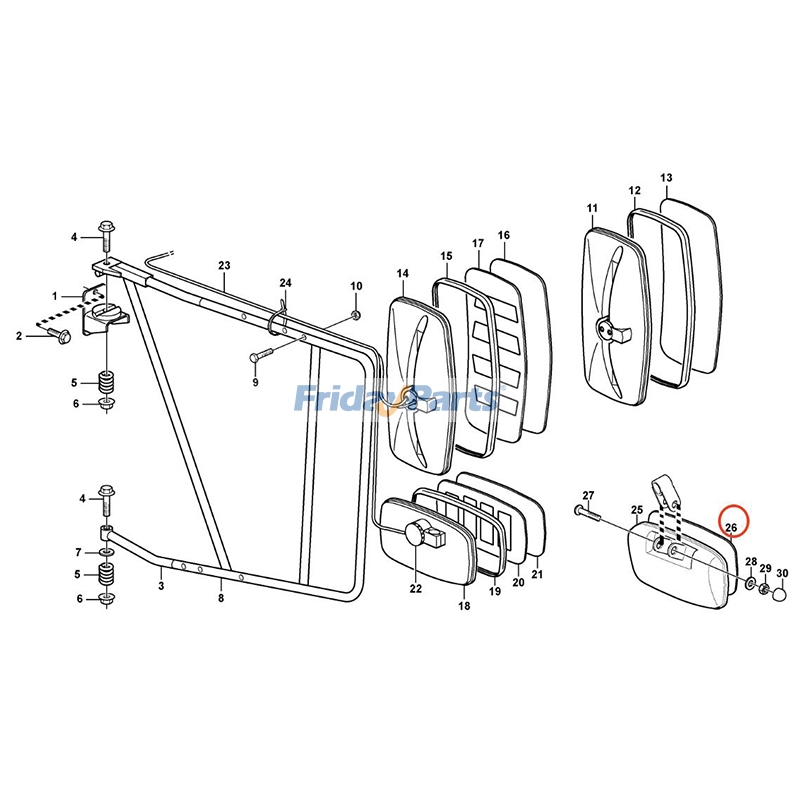 Rear View Mirror for Loader,Motor Grader,Off-Road Truck