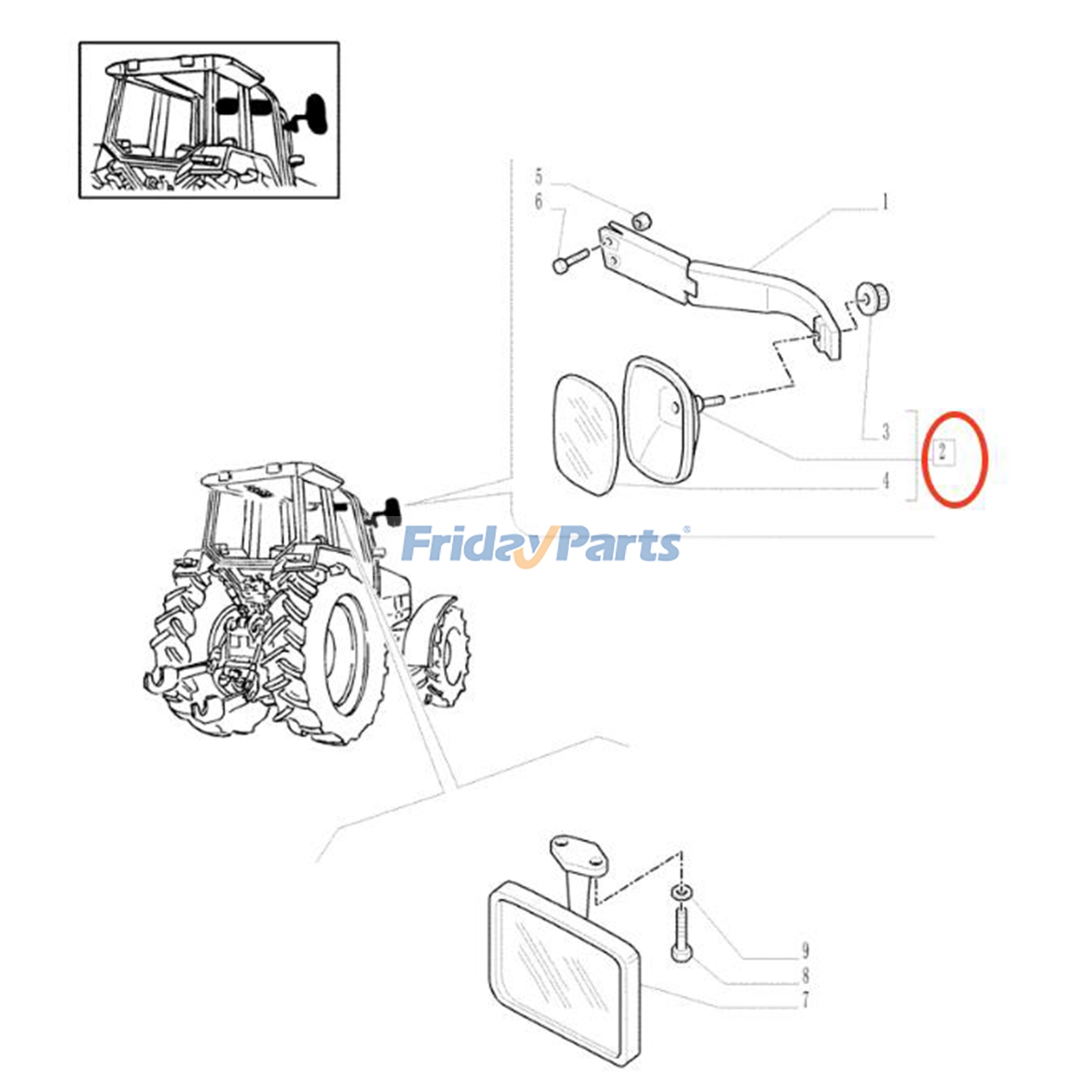 トラクター バックミラー