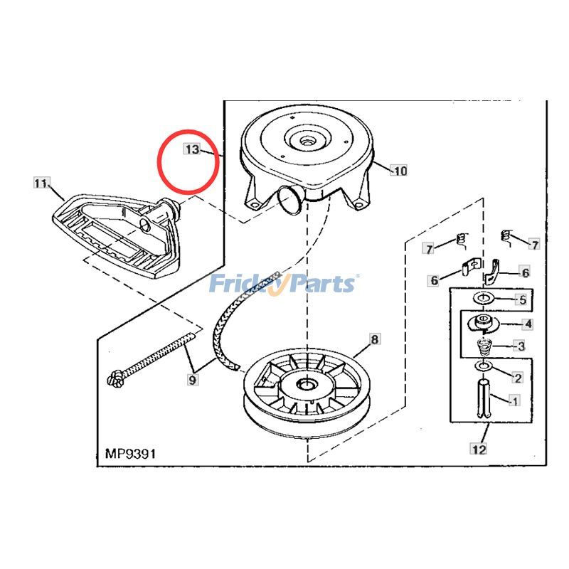 FridayParts Recoil Starter for Tecumseh John Deere Snow Blower