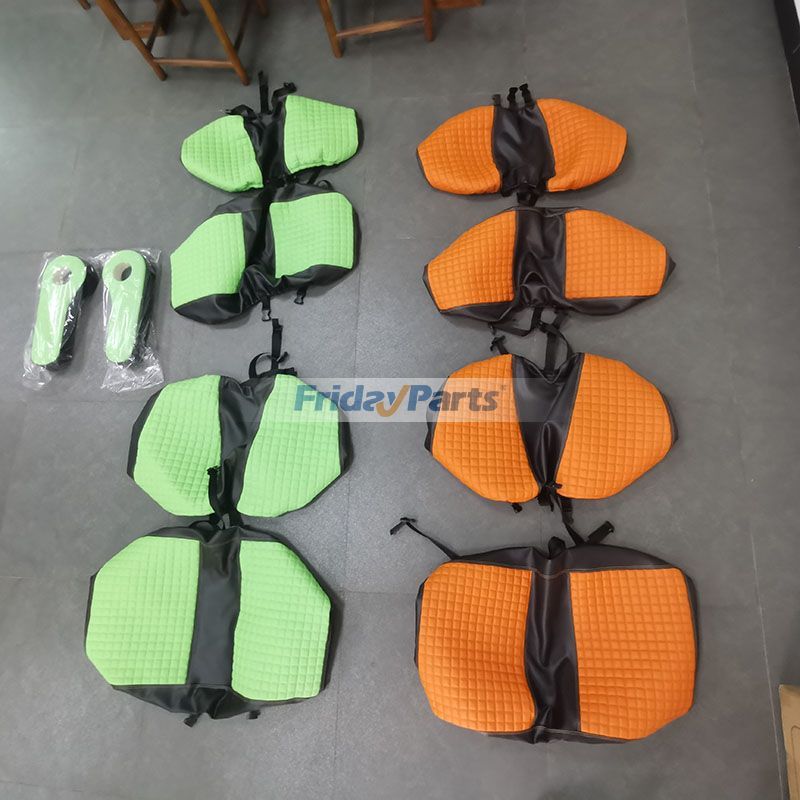 Ensemble de housses de siège avant et arrière pour voiturette de golf rouge/noir/orange/vert (4 pièces) pour Club Car Precedent/Tempo