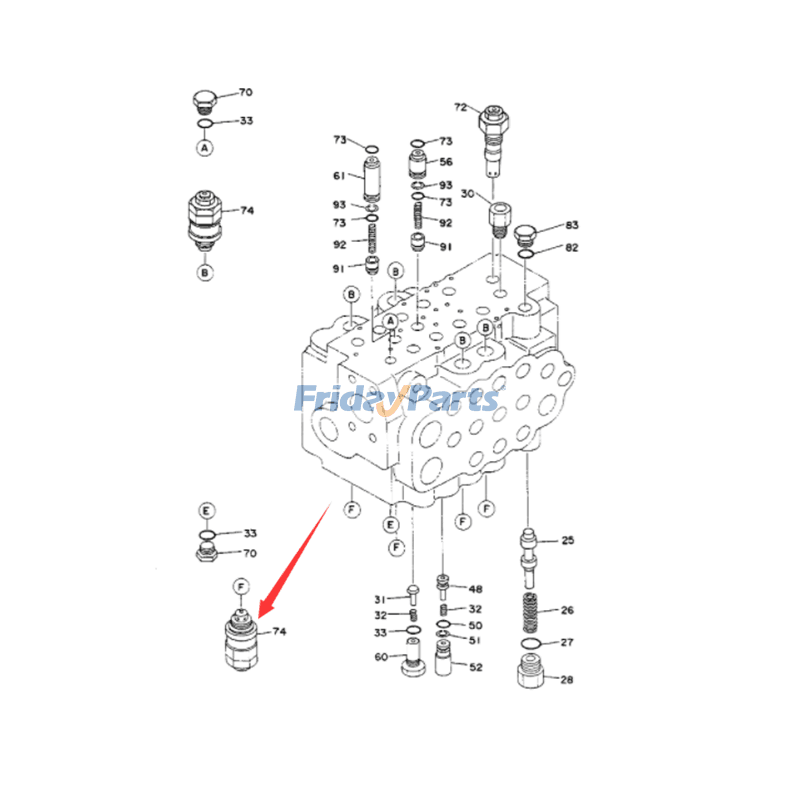 HITACHI用エクスカベーター用リリーフバルブ