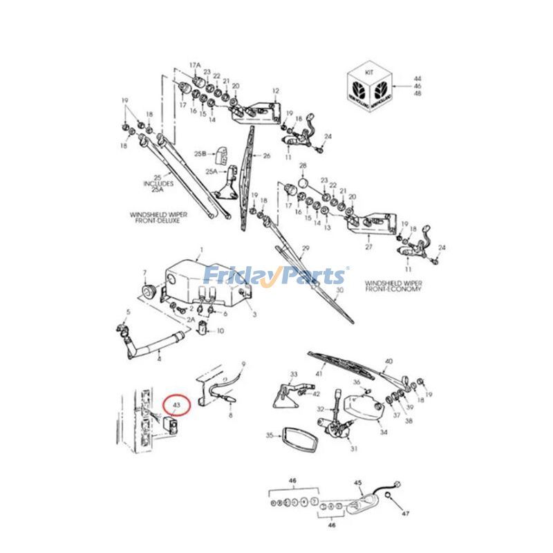 Interruptor basculante - Limpiaparabrisas Lavaparabrisas 3 posiciones (Apagado/1/(2)) F1NN18387AA E9NN17N414AA 139900580122 para CASE 1056XL 1255 de FridayParts