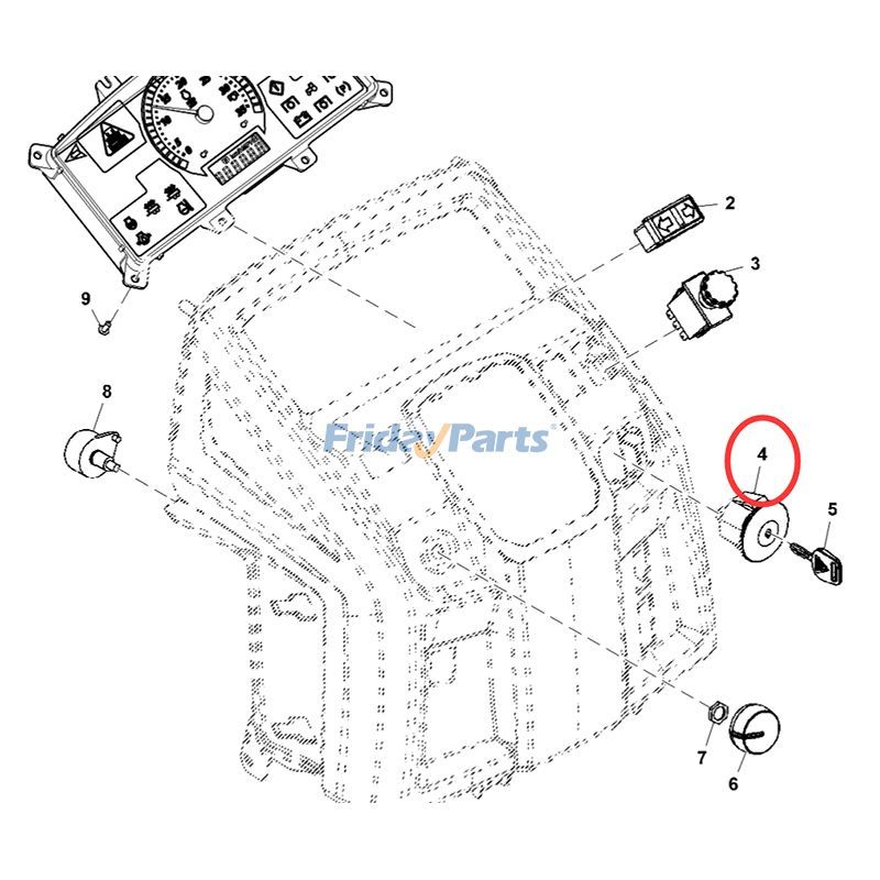 Interruptor giratorio AM133596 para tractores John Deere 1023E 1026R 3032E 3036E 3038E