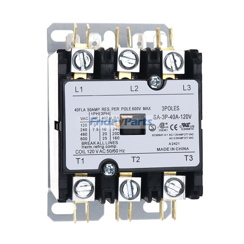 Contacteur à usage spécifique 3 pôles 40FLA 120 V AC Bobine de FridayParts