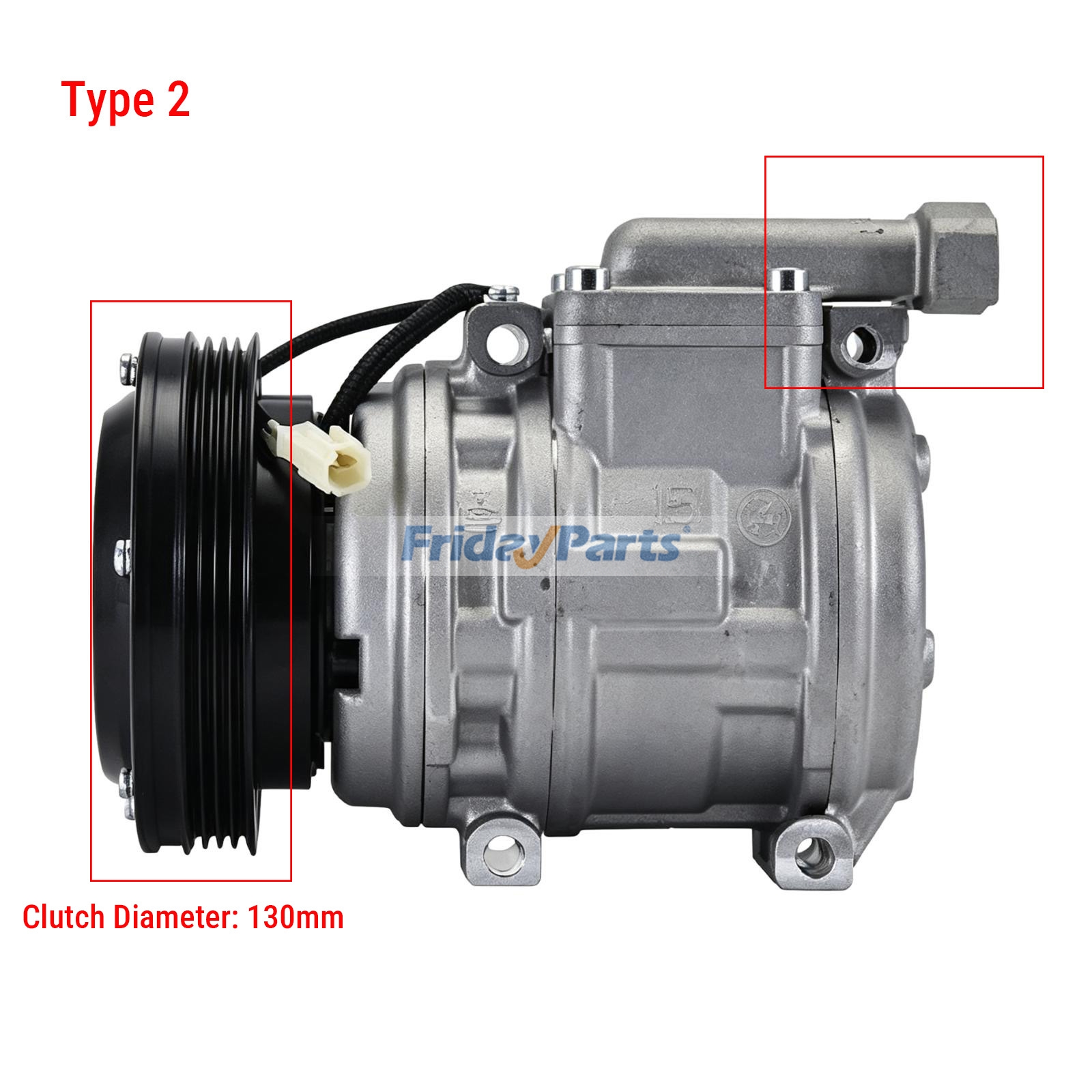 Compresor de aire acondicionado 10PA15C 2208-6013B para cargadora Doosan DL200 DL220 DL250 MEGA160 MEGA200-V excavadora DX140LC S150LC-7B SOLAR130LC-V de FridayParts