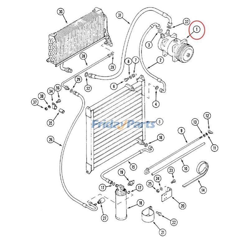 Case 9130 Radiator Sanden SD510 A/C Compressor K307237 for CASE Tractor 1394 1494 1594 ...