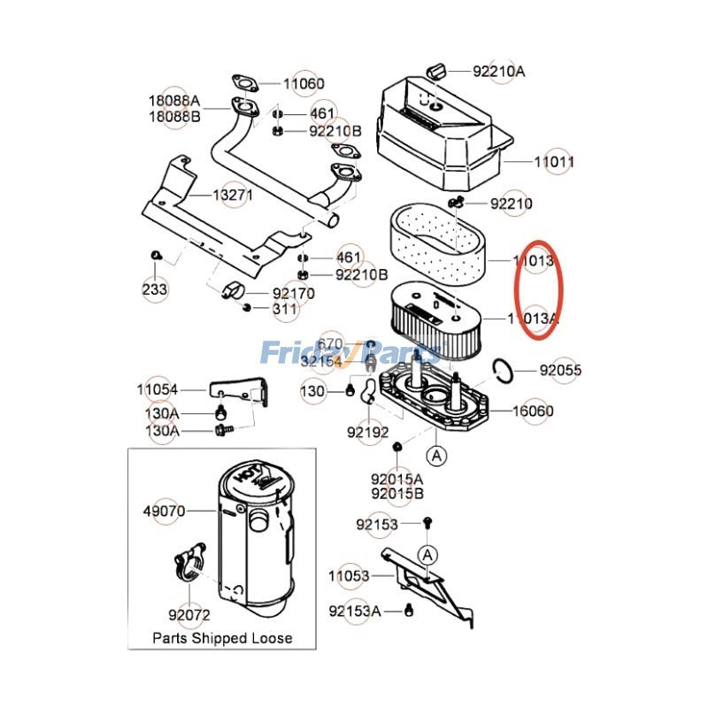 Filtro de aire de 2 piezas con elemento 11013-7031 para motor Kawasaki FH 451 V FH 381 V Toro cortacésped 30031 30032 para Motor,Cortacésped