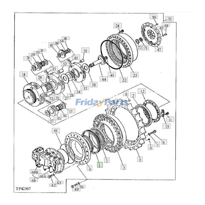 Junta AT131736 para excavadora John Deere 992D 992DLC 330LC Para JOHN DEERE
