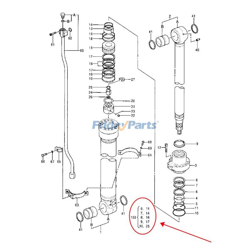 Arm Cylinder Seal Kit for Excavator