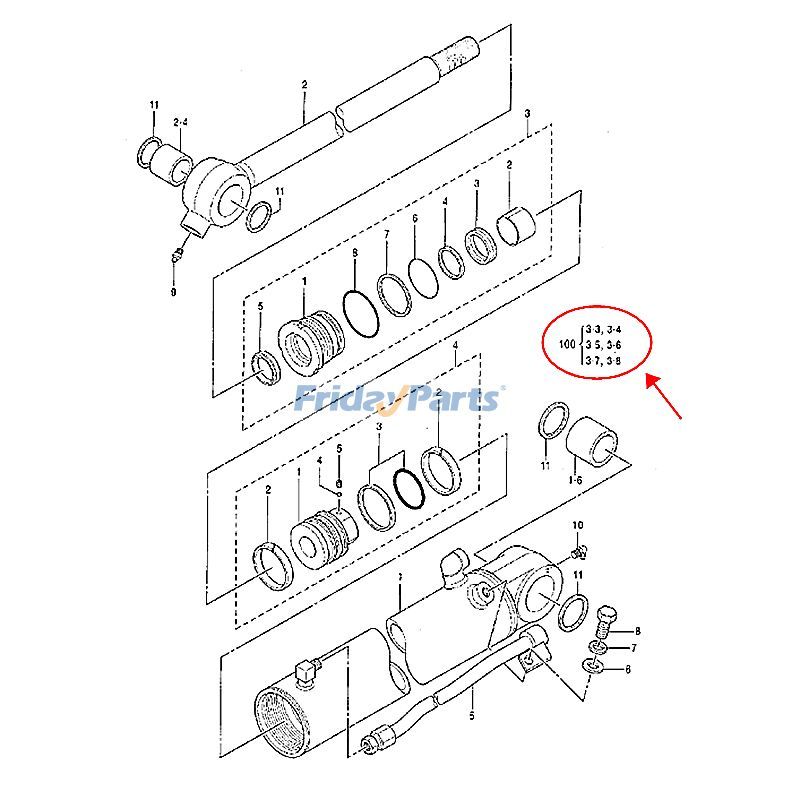 Bucket Cylinder Seal Kit for Excavator