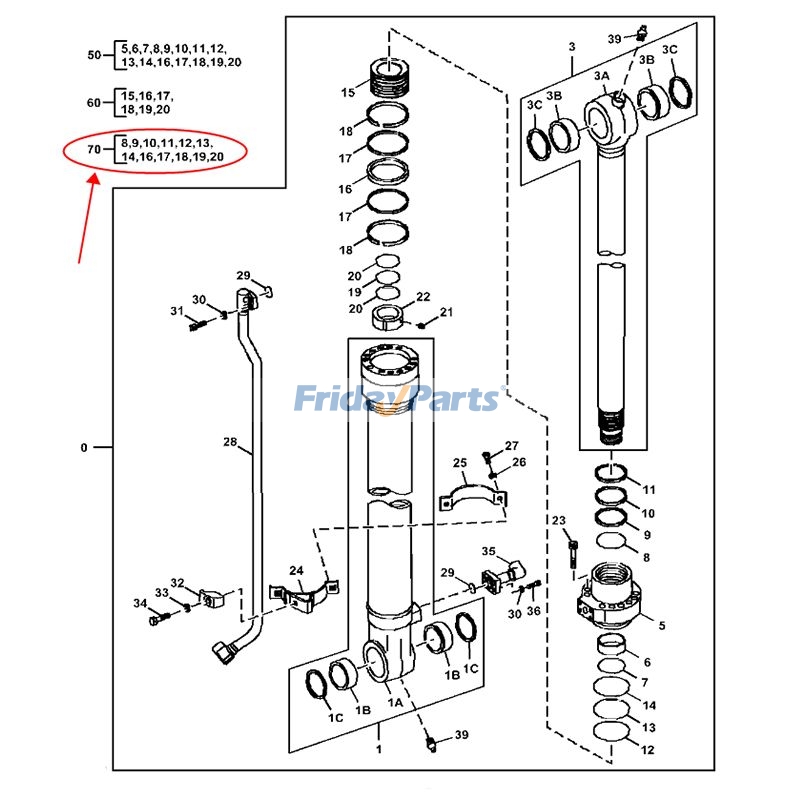 Bucket Cylinder Seal Kit for Excavator
