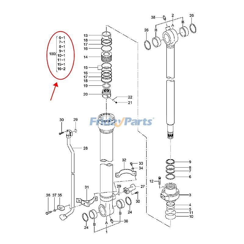 Bucket Cylinder Seal Kit for Excavator