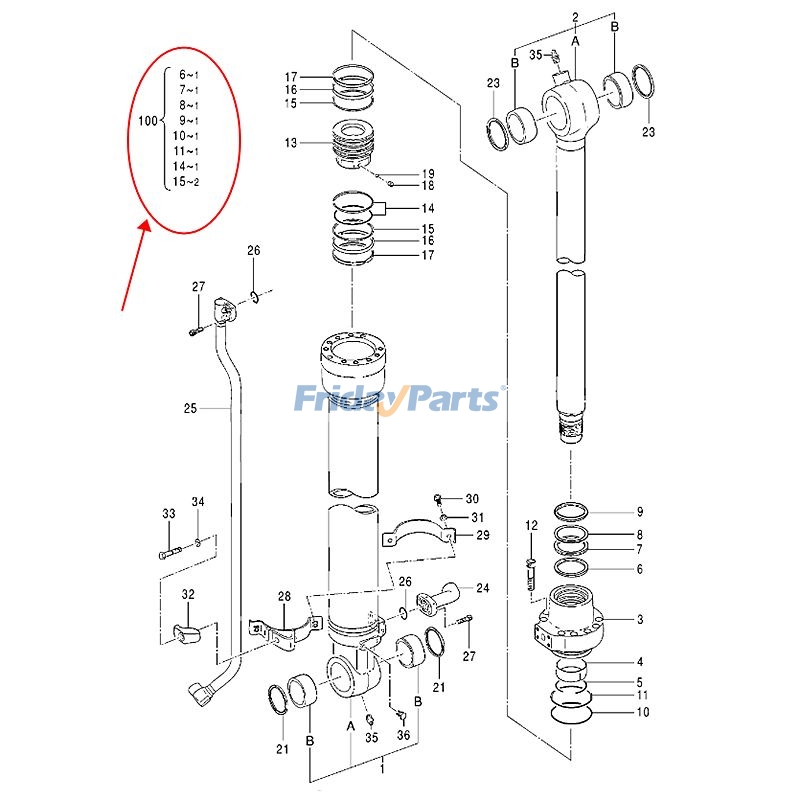 Bucket Cylinder Seal Kit for Excavator
