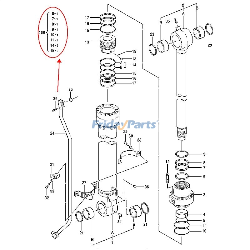 Bucket Cylinder Seal Kit for Excavator
