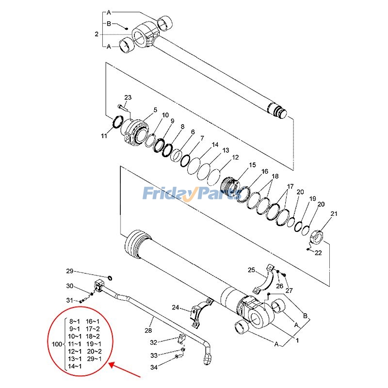 Bucket Cylinder Seal Kit for Excavator