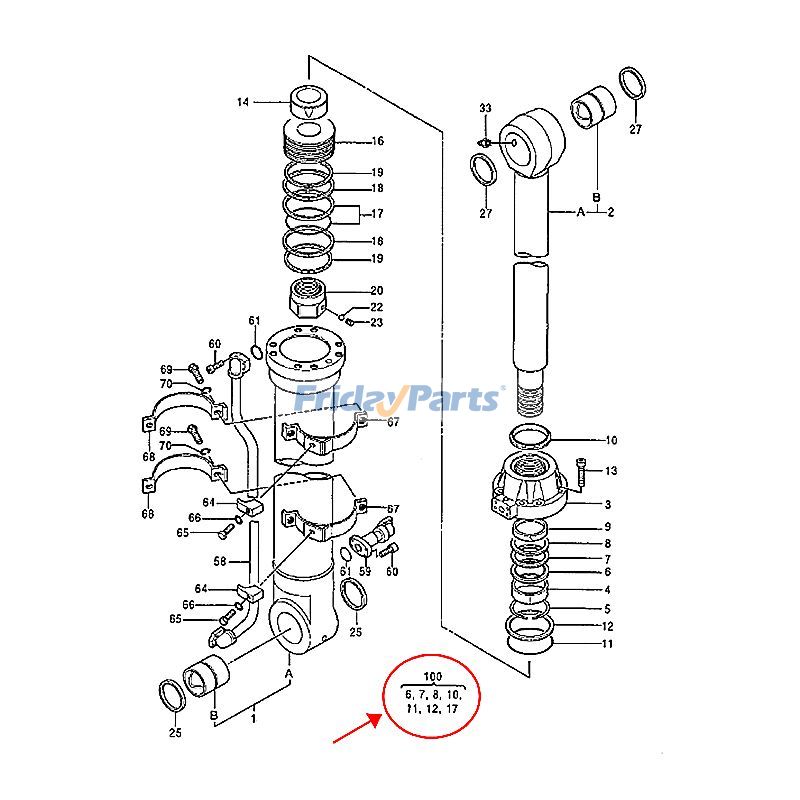 Bucket Cylinder Seal Kit for Excavator