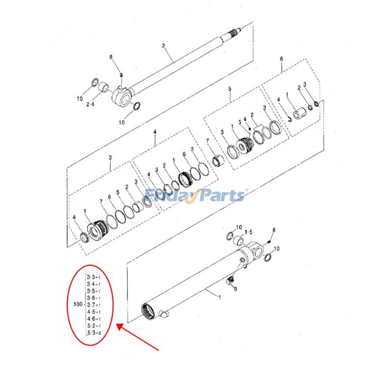 Arm Cylinder Seal Kit for Excavator