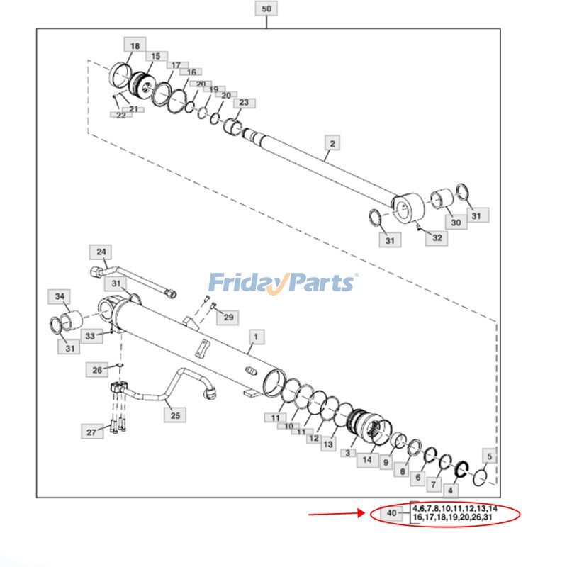 Kit de joint pour vérin de flèchepour Pelle