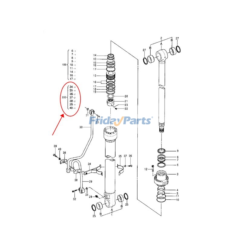 Kit de joint pour vérin de flèchepour Pelle