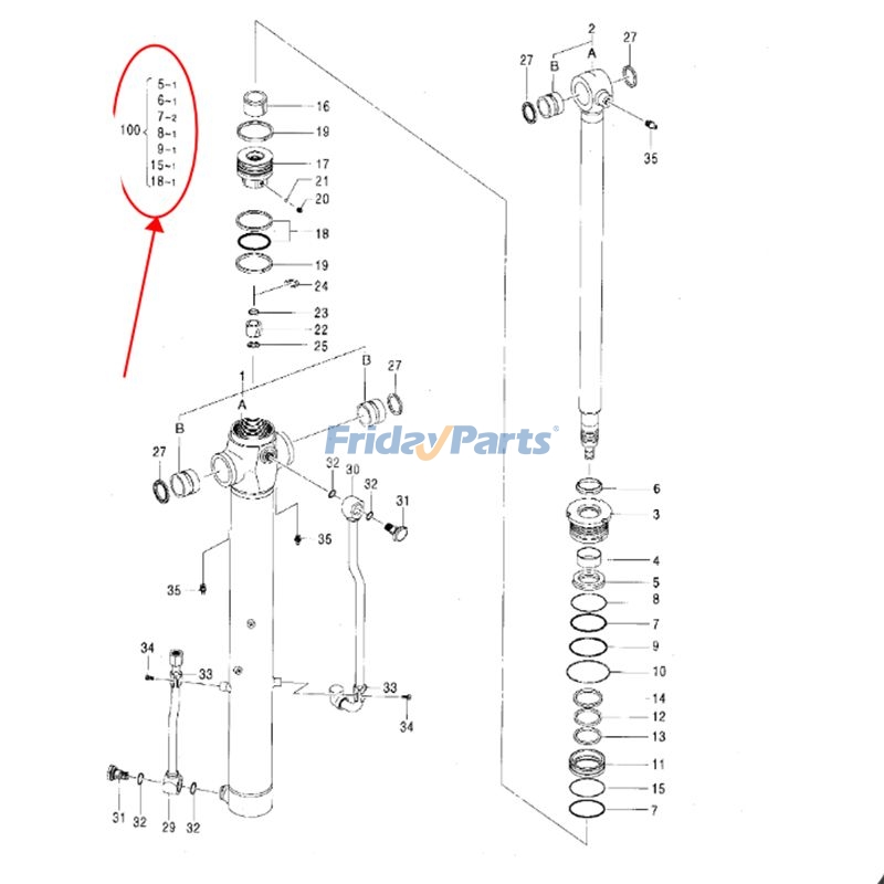 Arm Cylinder Seal Kit for Excavator