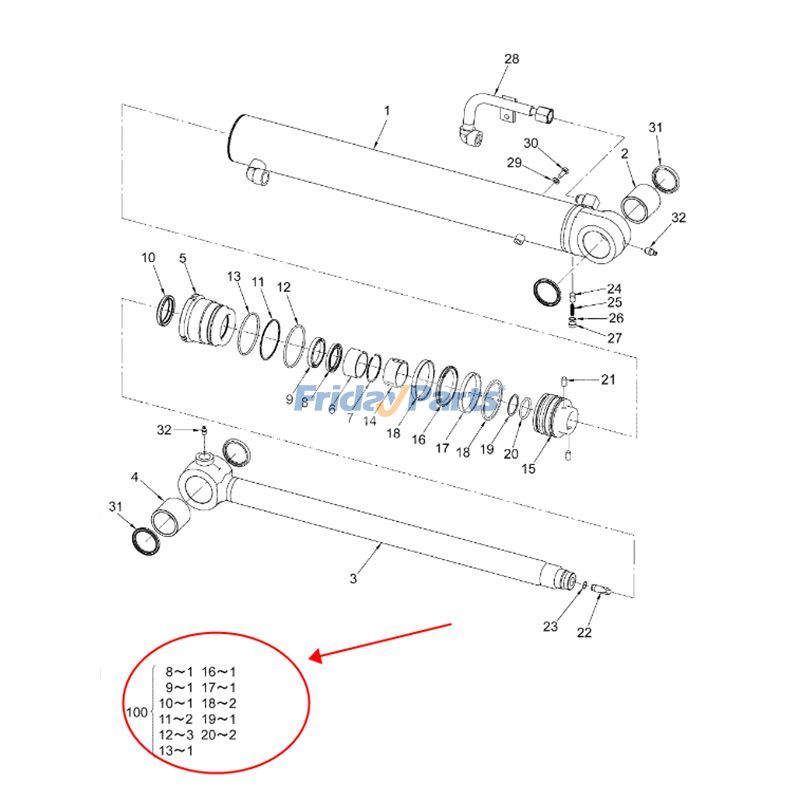 Arm Cylinder Seal Kit for Excavator