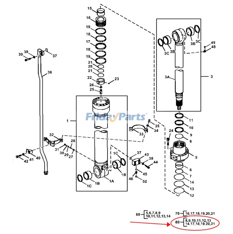 Arm Cylinder Seal Kit for Excavator