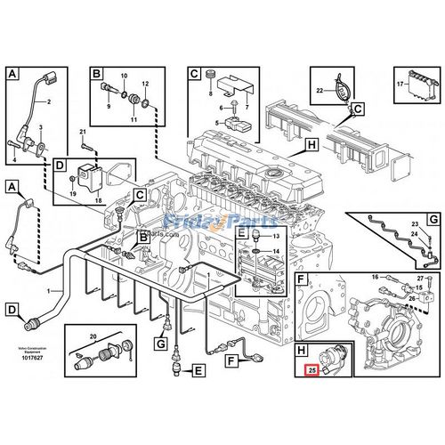 291964 Sensor 20591964 for Volvo Excavator EC290B EC240B Motor Grader G700B ...